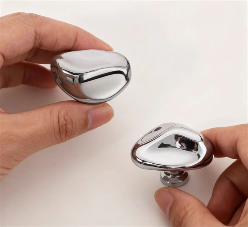 2Pcs Art Water Design Furniture Handle Bright Chorme Cabinet Handles Door Drawer Knobs Kitchen Cupbaord Wardrobe Closet Pulls