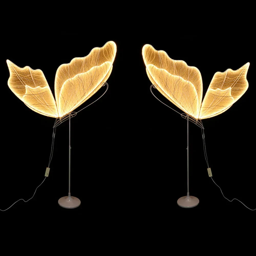 2 stks 60 cm Led Vlinder Lichten Bruiloft Achtergrond Decoratieve Rekwisieten Lichtgevende Vlinder Weggids Verlichting Vlinder voor Party