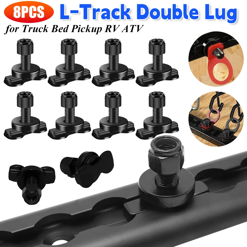 

8PCS L-Track Double Lug Used with L Track Rail L Track Threaded Stud Bearing 6000 LBS for Truck Bed Trailer Cargo Control Pickup