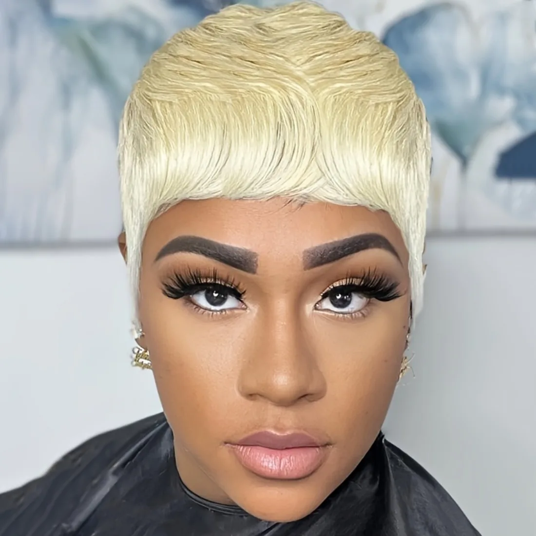 

Short Pixie Cut Straight Hair Wig Brazilian Remy Hair Human Hair Wigs With Bangs 613 Honey Blonde Color Wig Cosplay New Year Chr