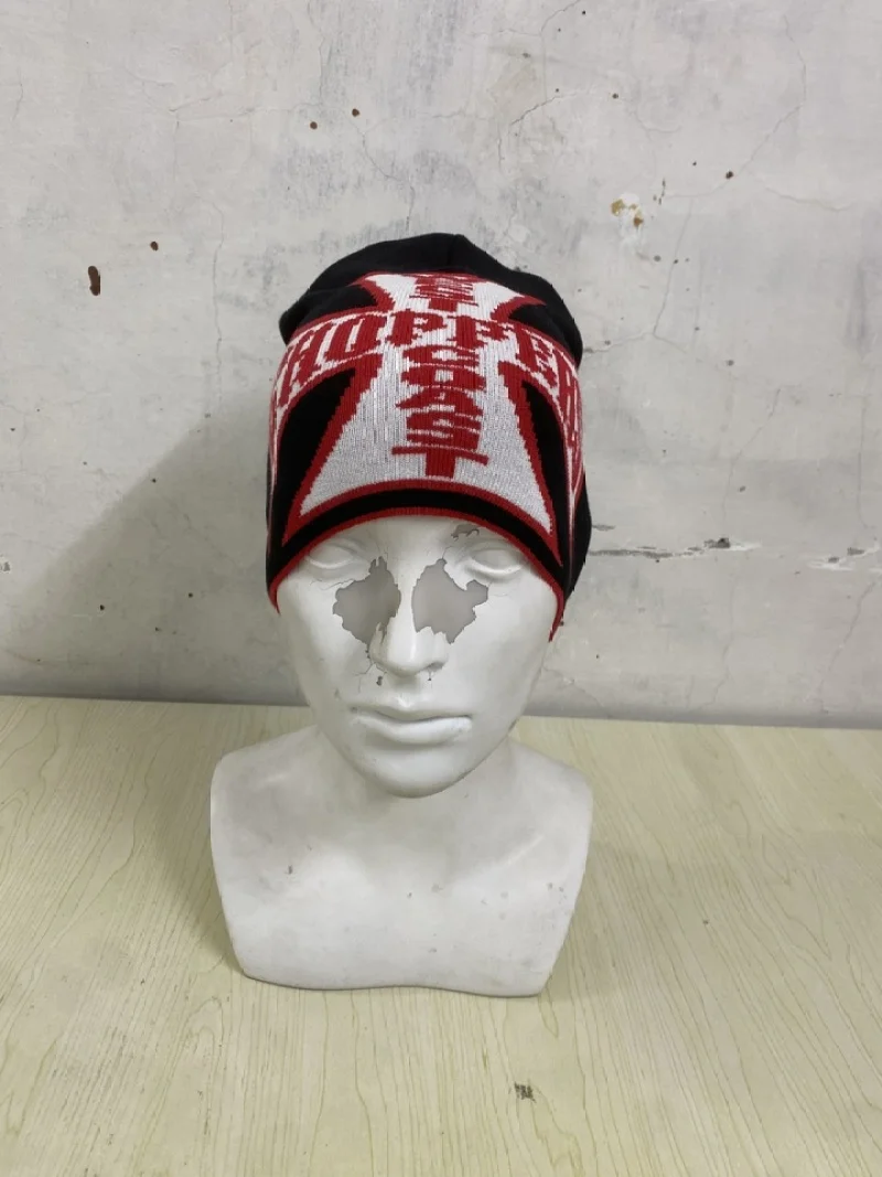 Women's Y2K Punk Beanie Black Iron Cross Graphic West Coast Choppers Knit Winter Hat 2026
