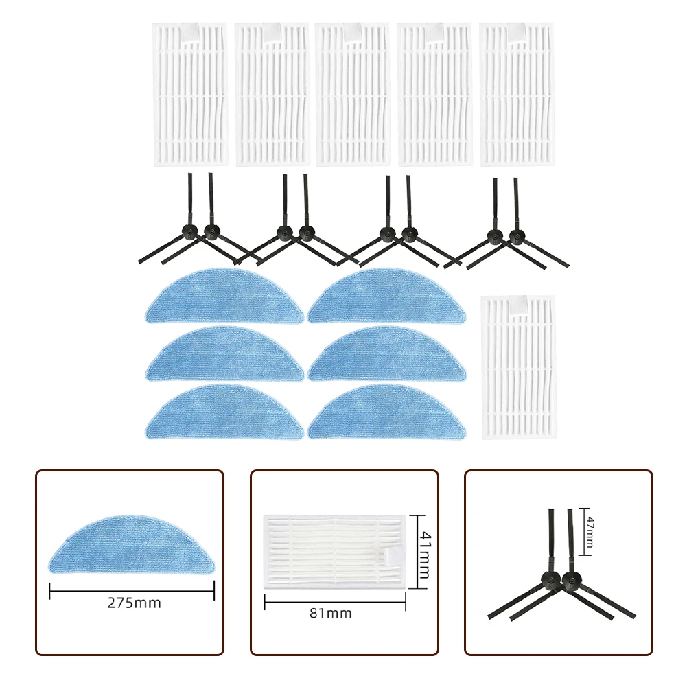 

6pcs Filter 6pcs Mop 8pcs Side Brush Kit For ZACO V5s Pro V5x V5 V3/V3s Robot Vacuum Cleaner Parts Accessories
