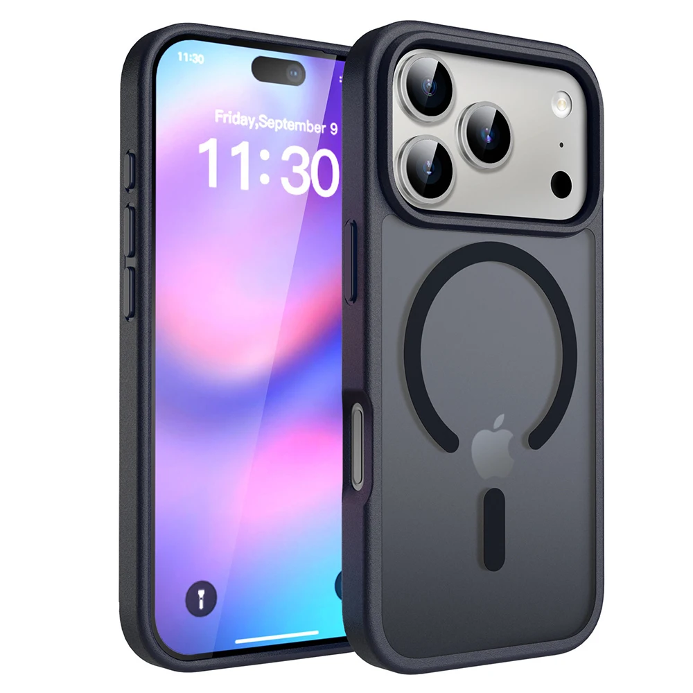 Magnetic Transparent Matte Phone Case For iPhone 17 16 15 14