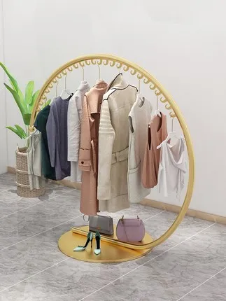 European Style Wrought Iron Coat Rack Floor Hanging Clothes Rack Bedroom Simple Fashion Clothing Store Display Rack