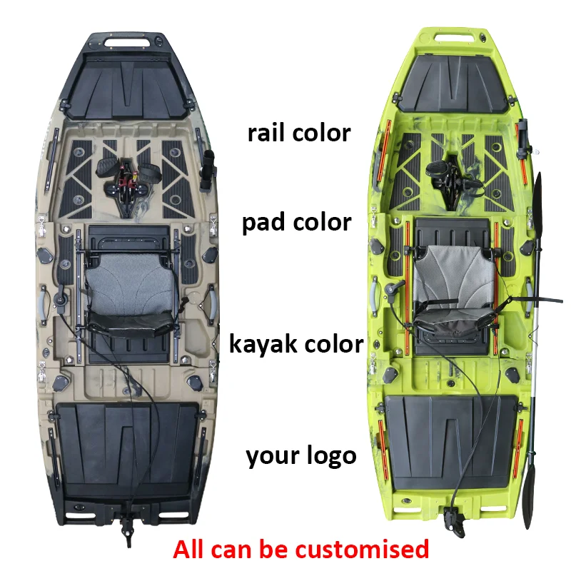 Modular Fishing Kayak, 10.1ft 1-Person Solo, Detachable Split HDPE Hull, Fin Pedal Drive, Motor Ready, for Lake River Angling