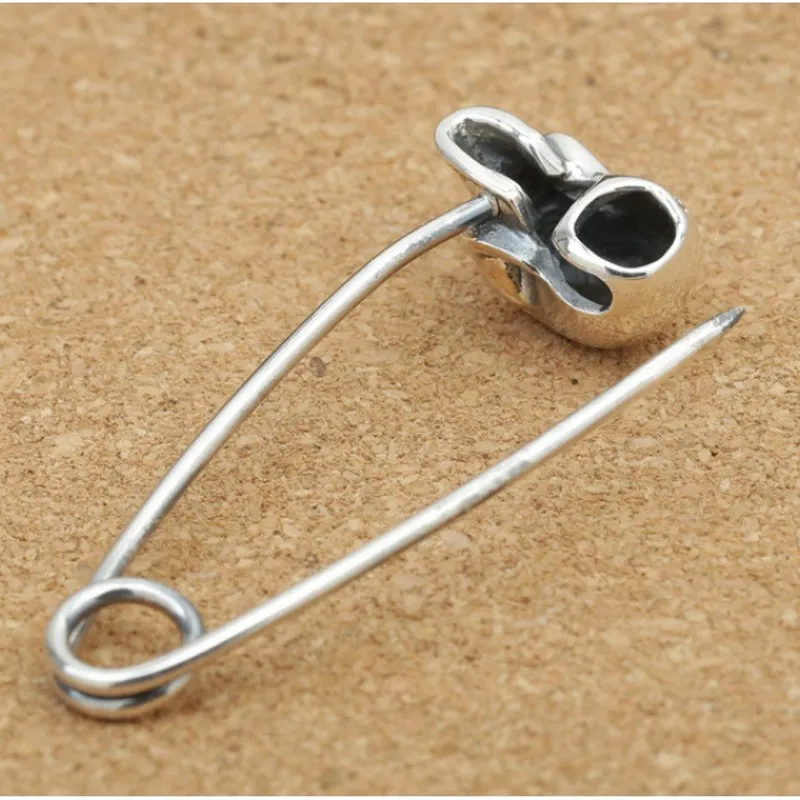 Bocai S925 Sterling Silber Anhänger Retro Punk Schädel Kopf Brosche Anhänger Männer und Frauen Geschenk