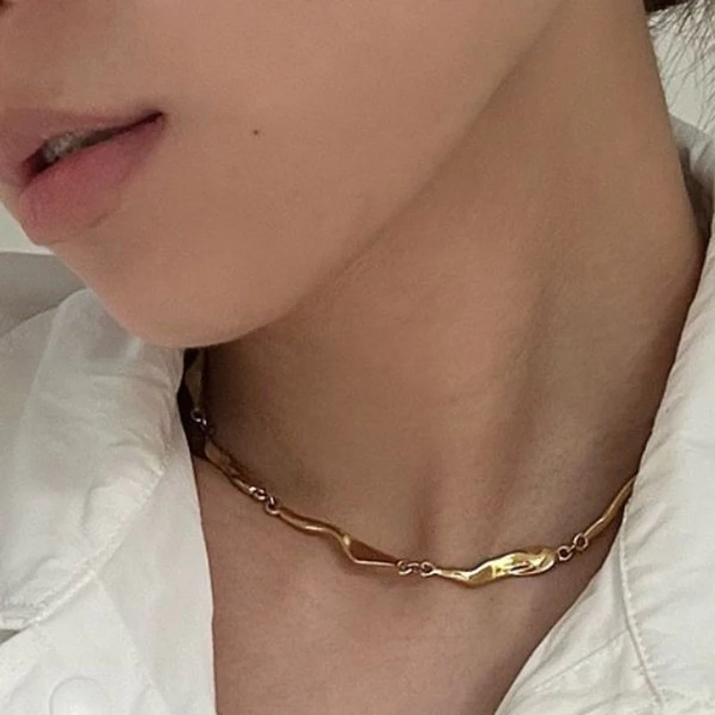 Irregular geometric chain necklace stainless steel necklaces for women minimalist simple elegant jewelry non tarnish waterproof