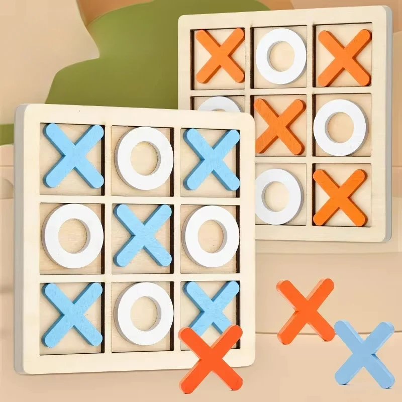 Juego de mesa Mental de pensamiento lógico para niños, rompecabezas de ajedrez XO de educación temprana para padres e hijos, juguetes de madera para niños pequeños