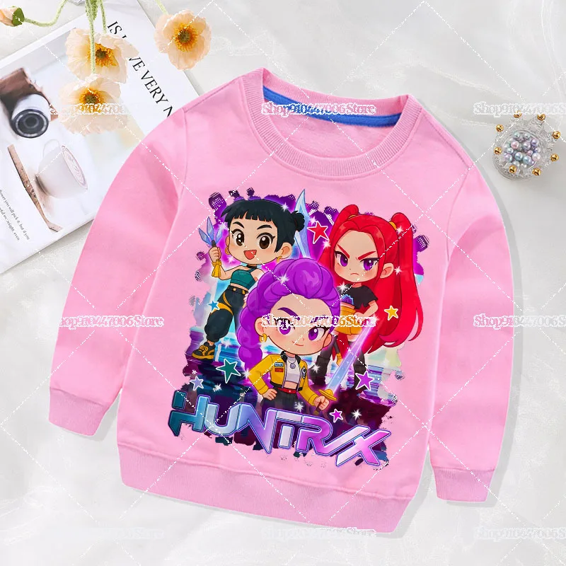 

Cartoon Kpop Demon Hunters Sweatshirt Mira Rumi Zoey Huntrix Child Hoodie Harajuku Pullover Kids Tops Boys Girls Sweatshirt Gift