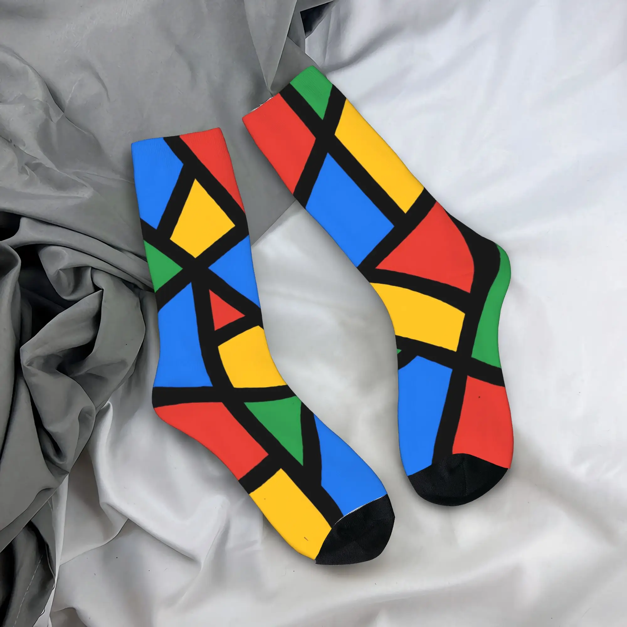 Men Socks Stained Glass Abstract  Stockings Autumn Funny Soft Socks Design Running Anti Slip Socks