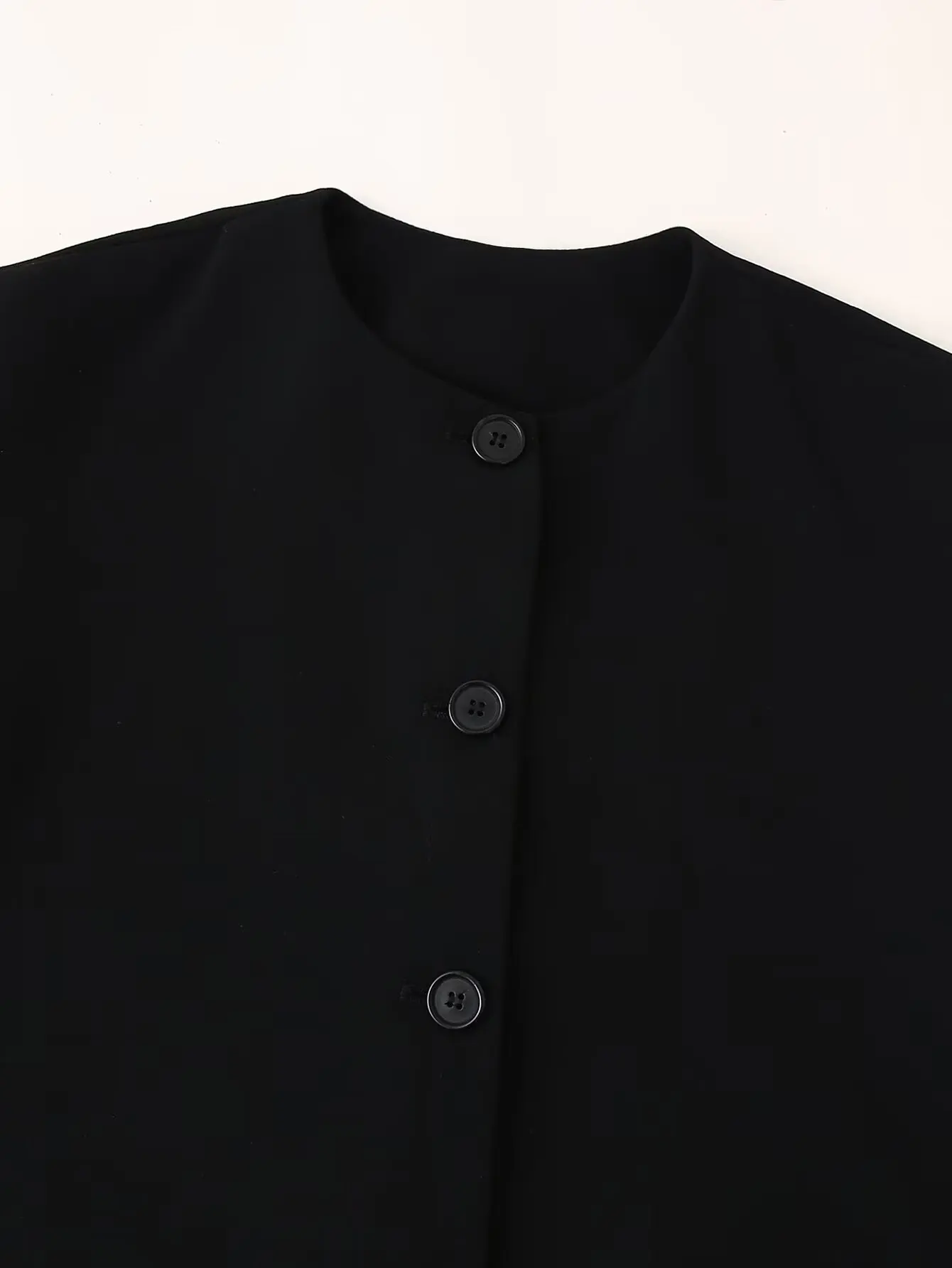 JNLEAOG ファッショナブルな黒のベストスタイルトップス レディースカジュアルウェア オールマッチデザイン 秋の新作 ポリエステル繊維 ラウンドネック