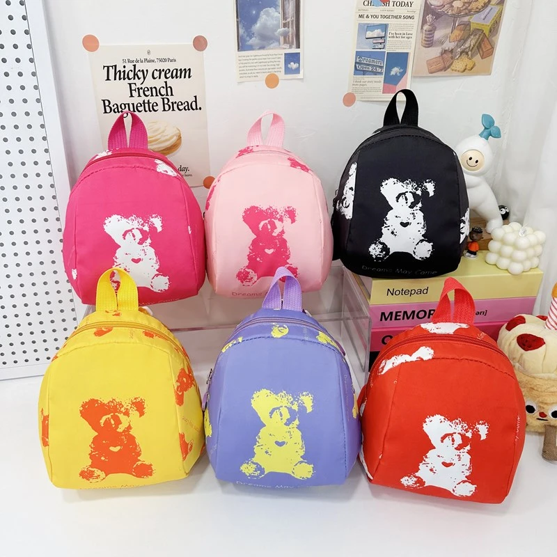 New Trendy Children's School Bag Cute Cartoon Bear Casual Backpack For Boys And Girls Stylish Mini Backpack For Babies