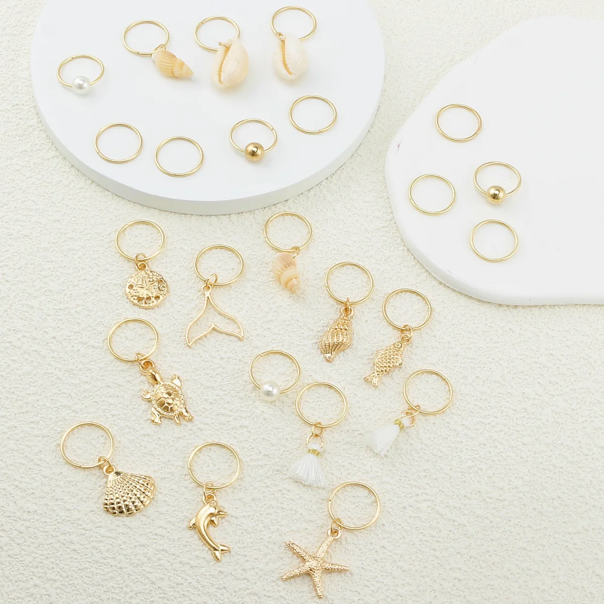 24 Pack Metal Hair Rings With Drops Punk Trendy Beach Vibe Sweet Cool For Small Braids Daily Use Non Slip