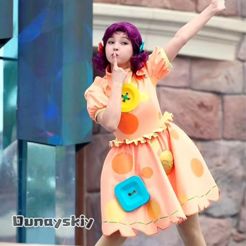 

Cosmic+2026 Halloween Carnival DOLLY Cosplay Costumes Orange Button-Decorated Dress Halloween Carnival Theme Party Dress Up