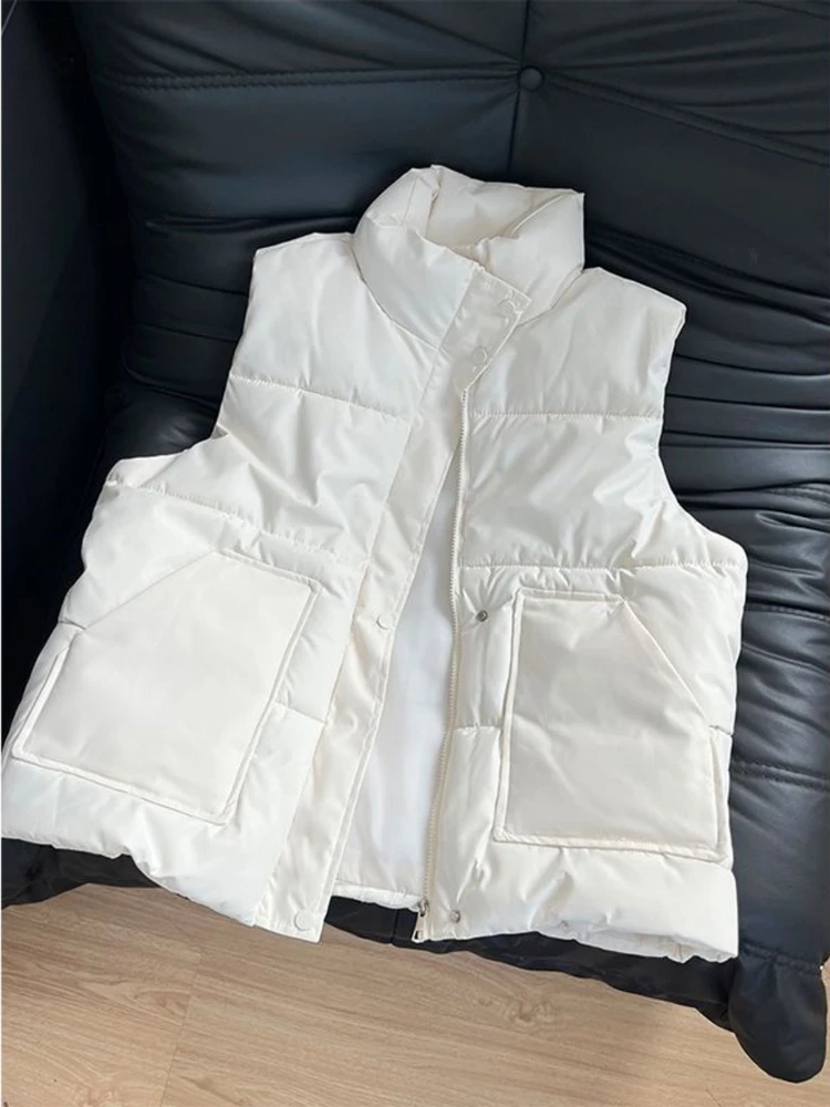 

Korean Sle Simple Versatile Stand Collar Cotton Vest Women's Design Sensation Loose Slimming Svel oulder Bare...
