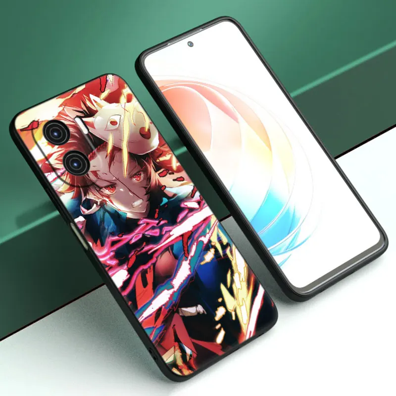 Anime Tanjiro Kamado Cartoon Cover Black Etui na telefon dla Honor X5 Plus X6 X7 X8 X6A X6S X7A X8A X9A X9B 70 90 Lite X30i X40i X50i