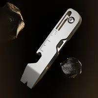 Multifunctional titanium alloy gadget: keychain folding knife, mini bottle opener, small crowbar, outdoor EDC tool