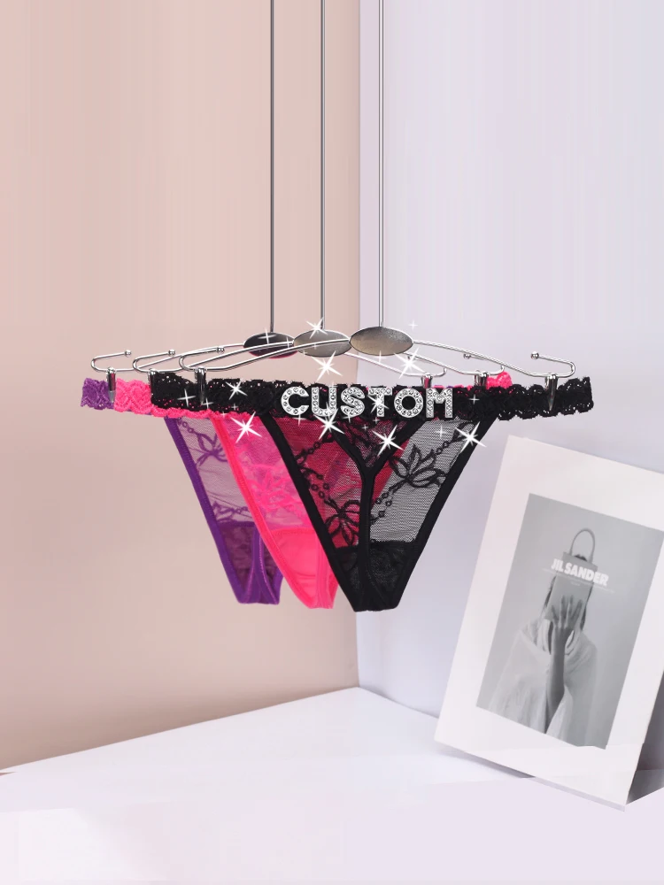 Custom Name Thong Sexy Lace Custom Panties Personalized Crystal Letters Underwear Women Bikini Hot wife Lover Gift