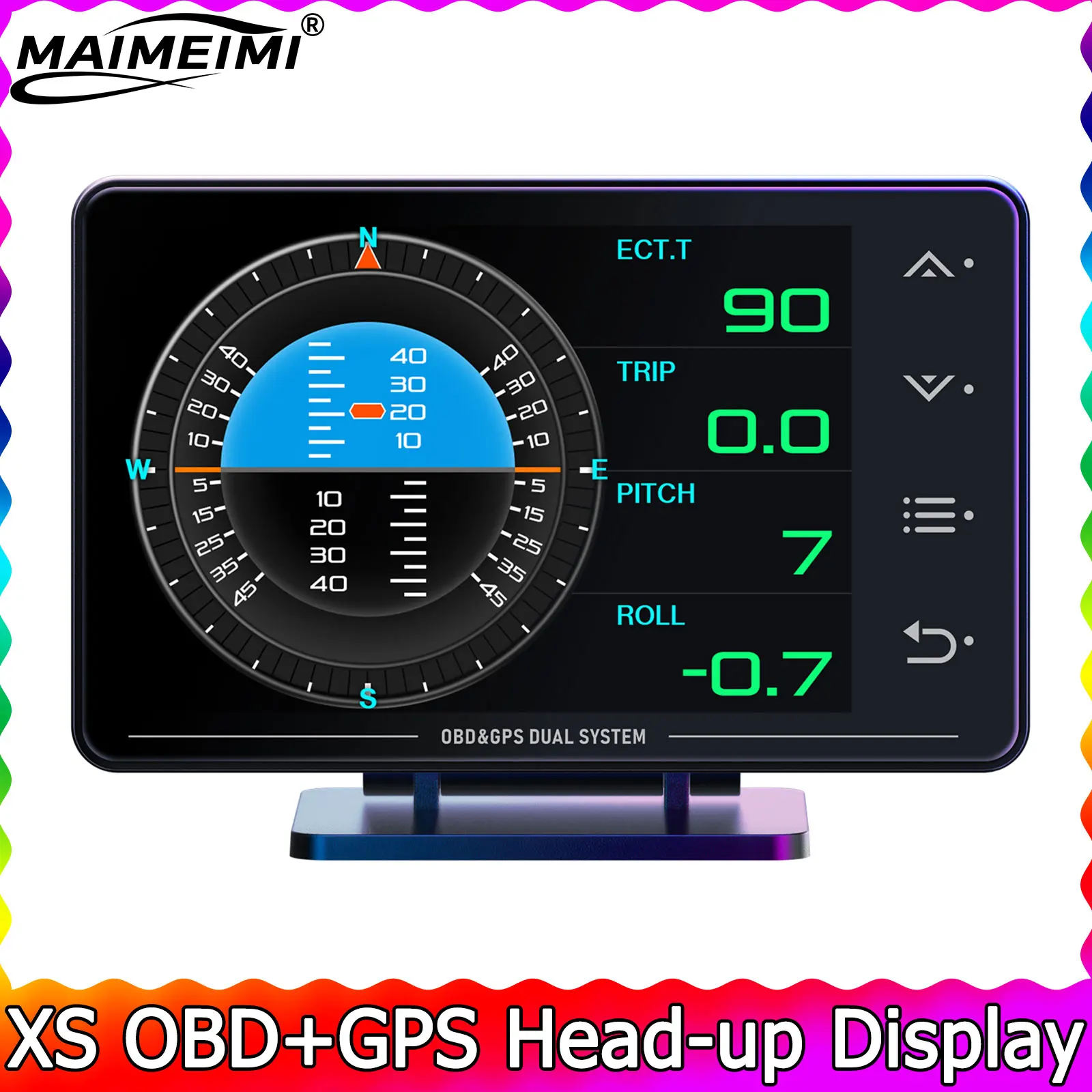 

XS Turbo Boost Gauge HUD Display OBD+GPS Car Multi-function Gauge Water&Oil Temp Turbocharged Oil Pressure Head-up Display