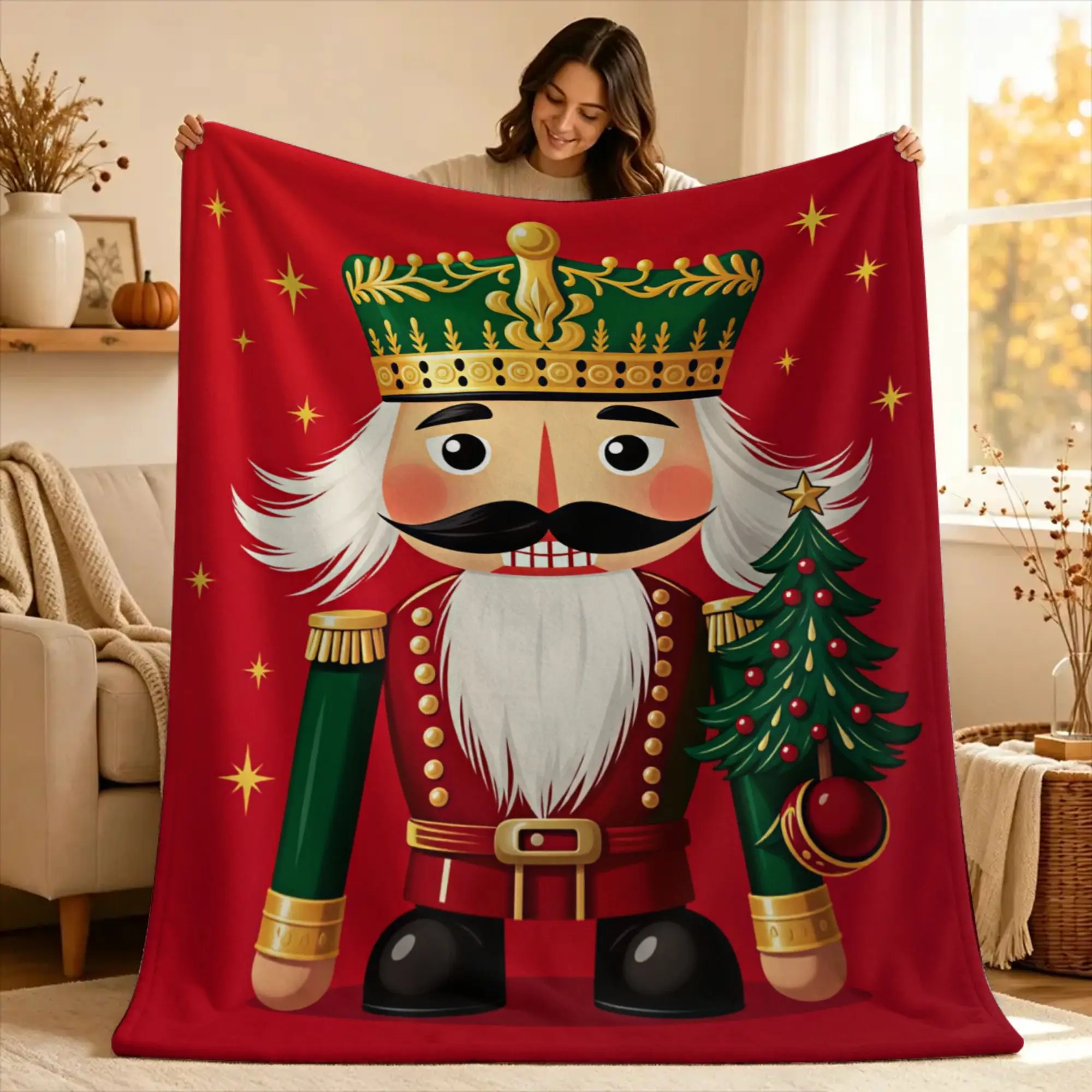 Christmas Nutcracker Blanket  Picnic Flannel Throw Blanket For Couch Chair Super Soft Custom Quality Bedspread Gift Idea