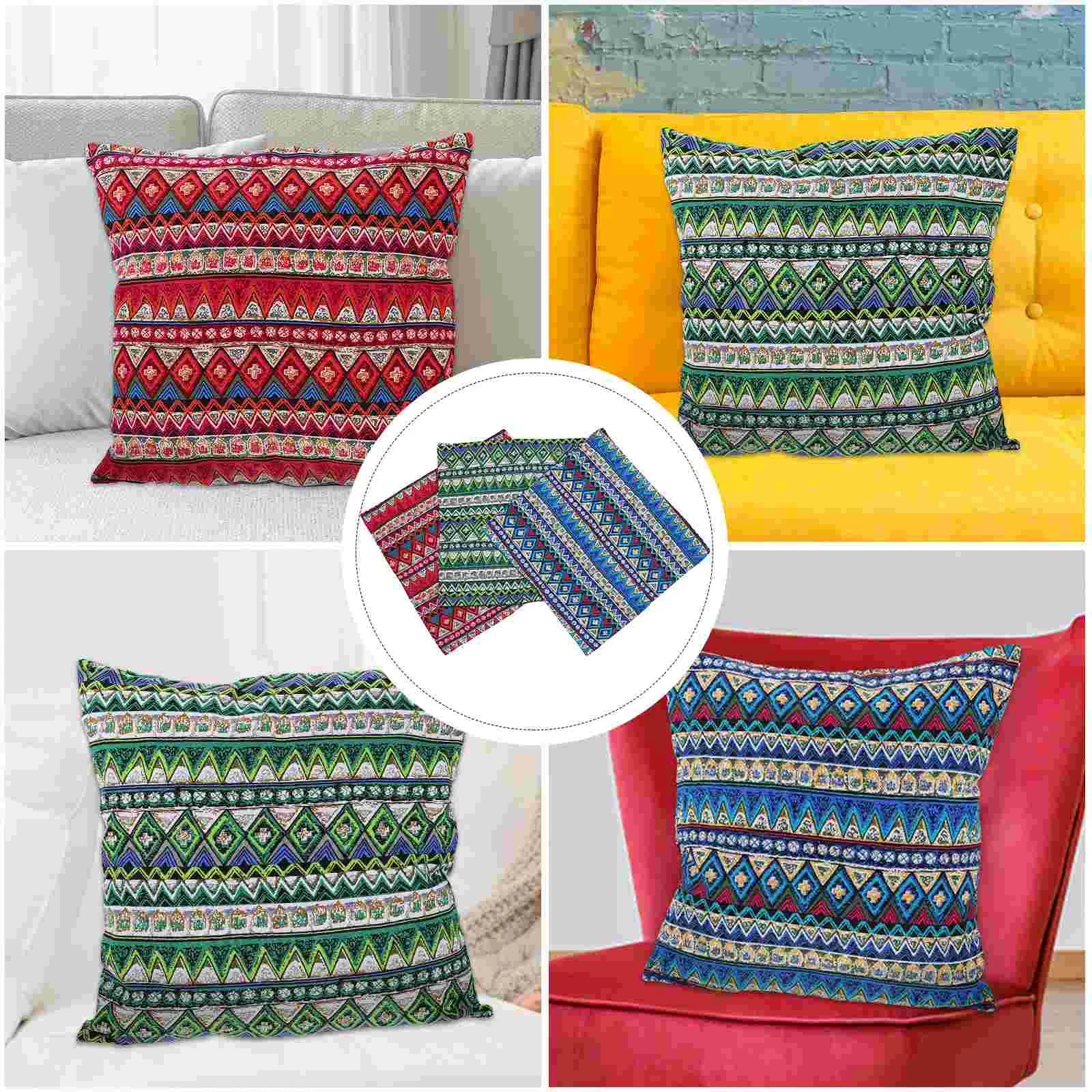 3 Pcs Bohemia Sofa Pillow Cover Theow Pillows Car Flax Decor Decorative Pillowcase