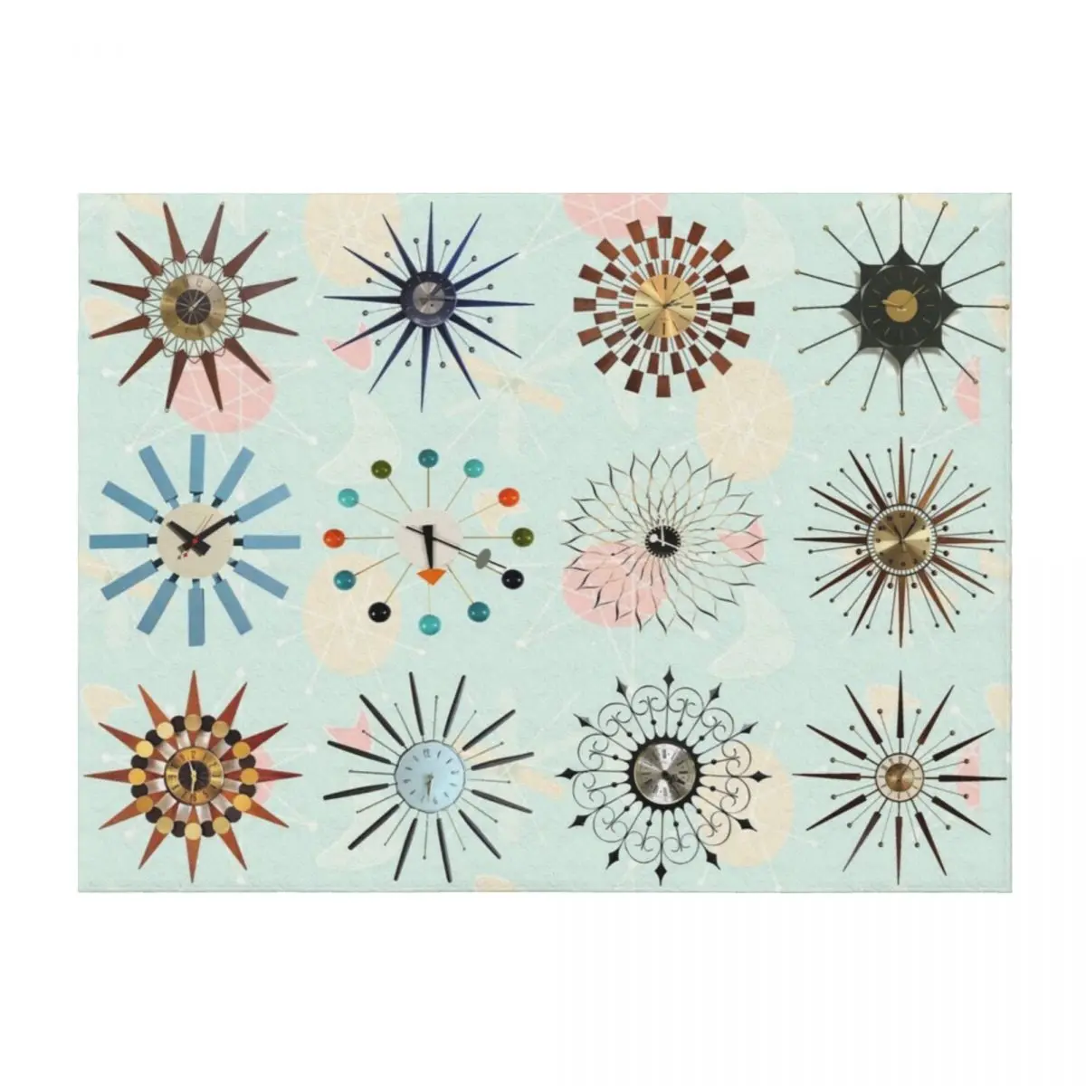 

Atomic Starburst Clocks Throw Blanket Blankets For Bed Furry Decorative Sofas Beautifuls Blankets