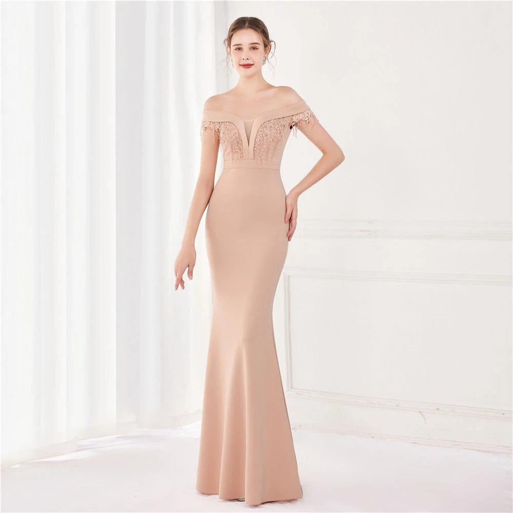 

Prom Dresses Boat Neck Floor-Length Evening Dresses Mermaid Prom Dress