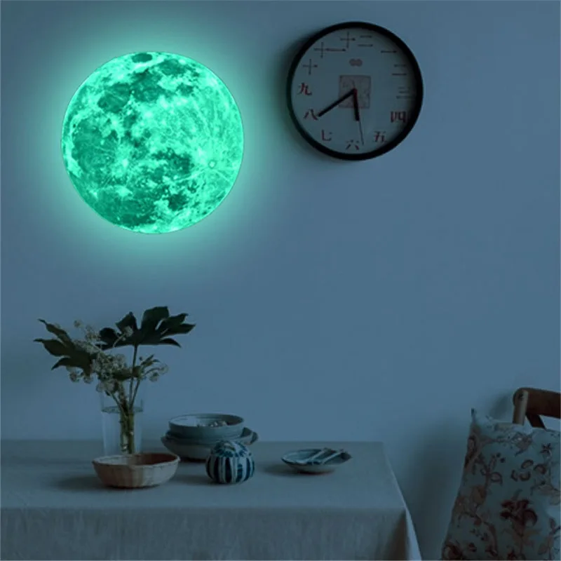 

Glow-in-the-dark wall stickers for Halloween, living room, children's room, and decorative luminous wallpaper Moon