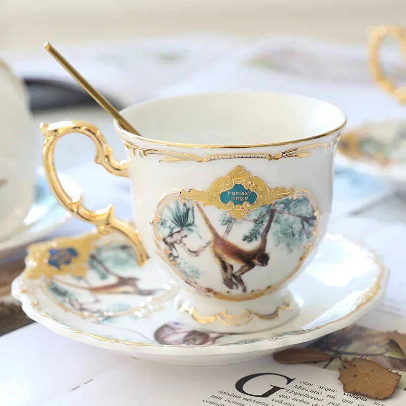 British Jungle Animal Ceramic Quilt Coffee Cup Set Table Decoration Hotel Service Tray Cute Coffee Mugs and Cups  Mug - view 4
