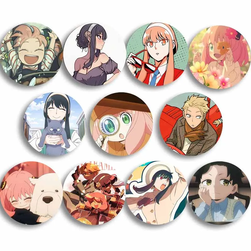 Anime Spy X Family Round Brooch Cute Cartoon Anya Loid Yor Forger Badges Tinplate Soft Button Pins Clothing Backpack Accessories