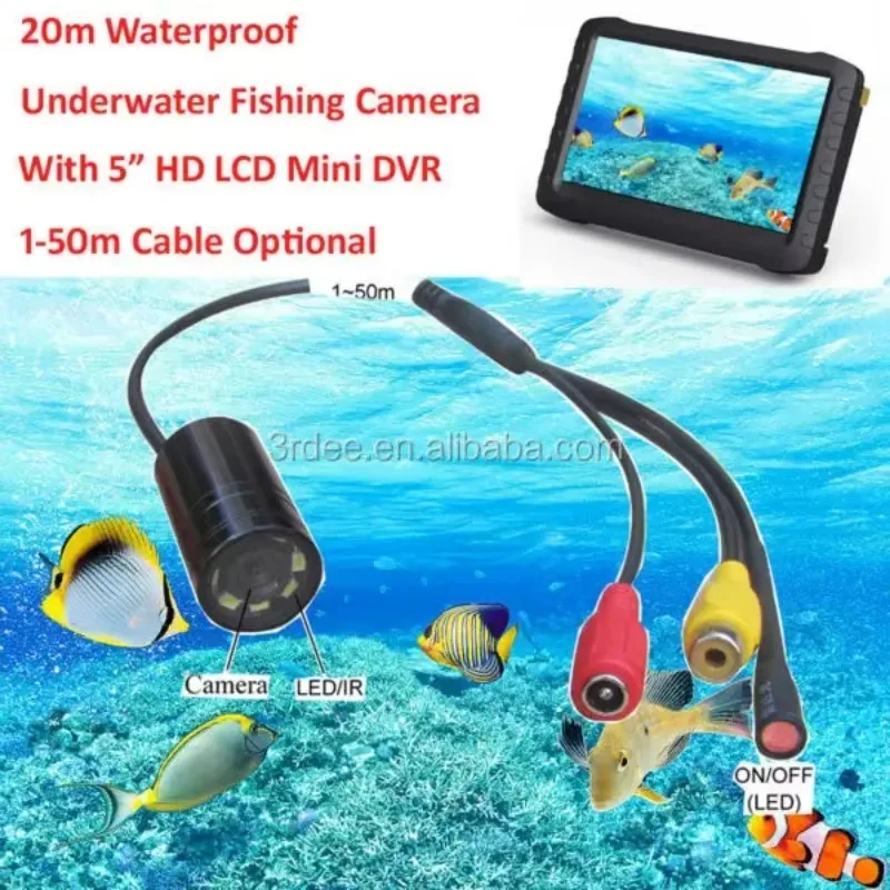 Caméra vidéo sous-marine portative de détecteur de poisson de Vision nocturne 2025 avec le câble de 50m