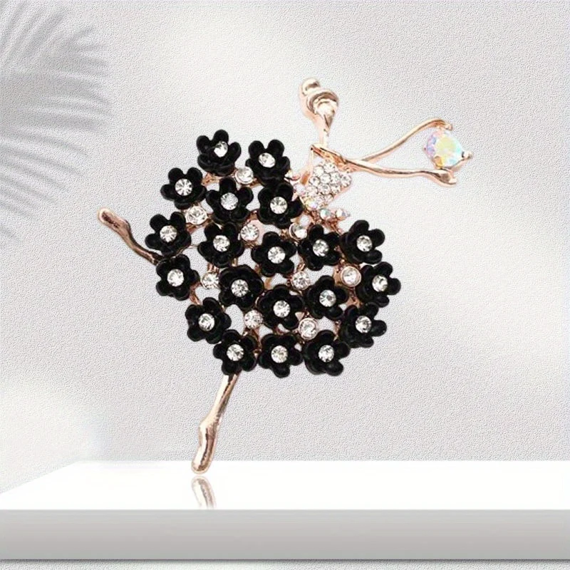 Exquisite Crystal Ballet Dancer Brooches Jewelry Pins for Lady Elegant Women's Brooch Pin Decorative Suit Clothing Badges