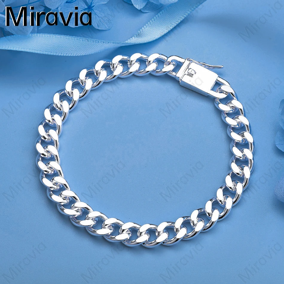 

Miravia 925 Sterling Silver 8mm Side Square Buckle Bracelet Women Charm Holiday Gift Party Jewelry