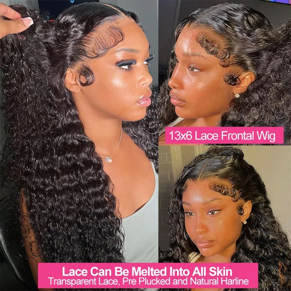 13x6 HD Lace Frontal Wig Human Hair Deep Wave Lace Front Wig Glueless Wig Human Hair Transparent Glueless Brazilian Wigs On Sale