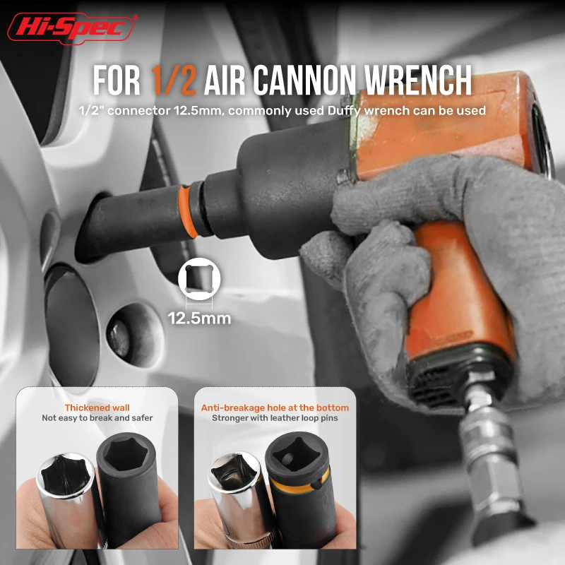 Imagem -06 - Hi-spec-chave Soquete Curta e Longa Porca de Soquete Longa Pneumática Driver Bit Grupo 832 mm Impact Air Cannon 35 Pcs