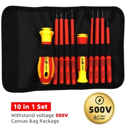 10 In 1 Insulated electrician screwdriver high hardness set household magnetic cross word shaped plum hexagonal screwdriver