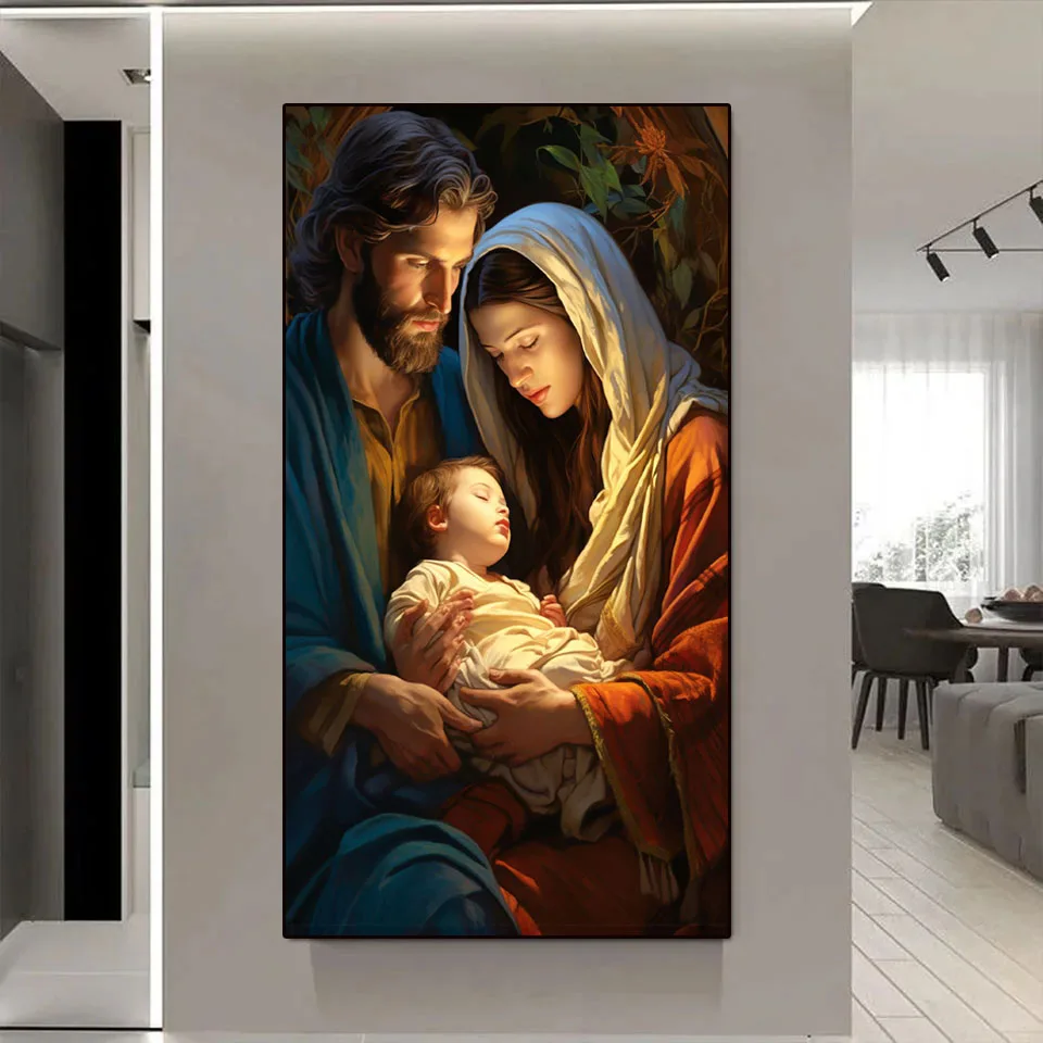 5d Diamond Painting Mosaic Religion Holy Family DIY Full Drill Diamond Embroidery Nativity Scene Cross Stitch Decor Holiday Gift