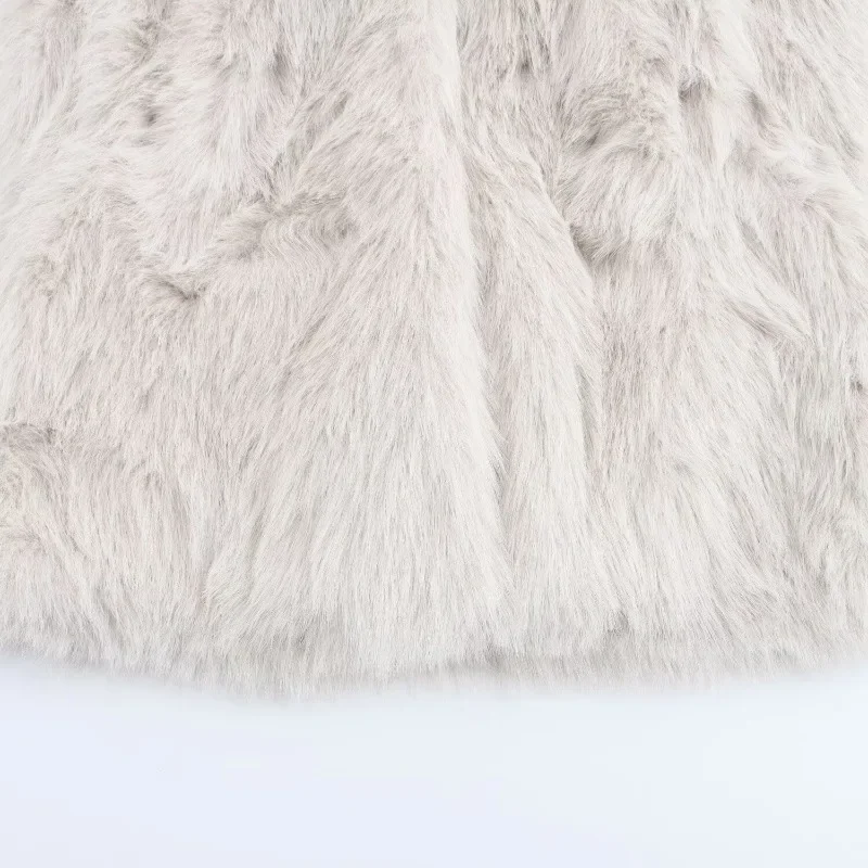 أنماط متوسطة طويلة المألوف البيج التلابيب ملابس خارجية طويلة الأكمام سترة أنيقة التنقل تقليد معطف الفرو الملابس النسائية