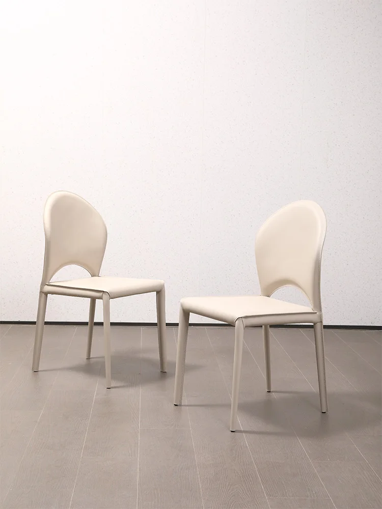 

The product can be customized.French cream style saddle leather dining chair modern minimalist designer casual