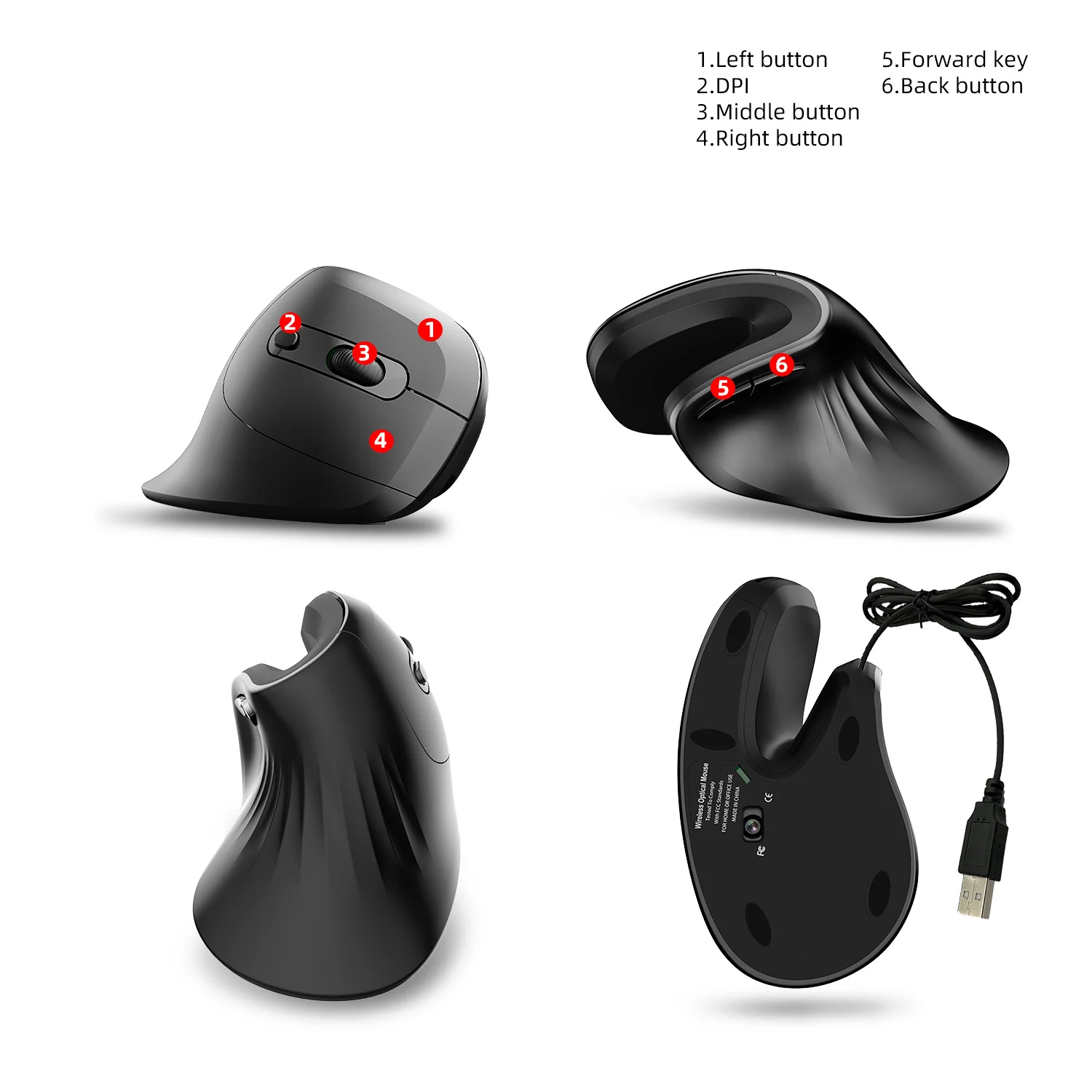 Ergonomic Wired 7200 DPI  Vertical Mouse Silent Wrist Healthy Mice Mause for Laptop Computer Office Work Gamin