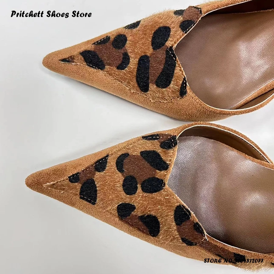 Sexy Women's Leopard Stiletto Pumps Spring Summer Shallow Pull On Party Shoes Office Ladies Pointed Toe Plus Size High Heels