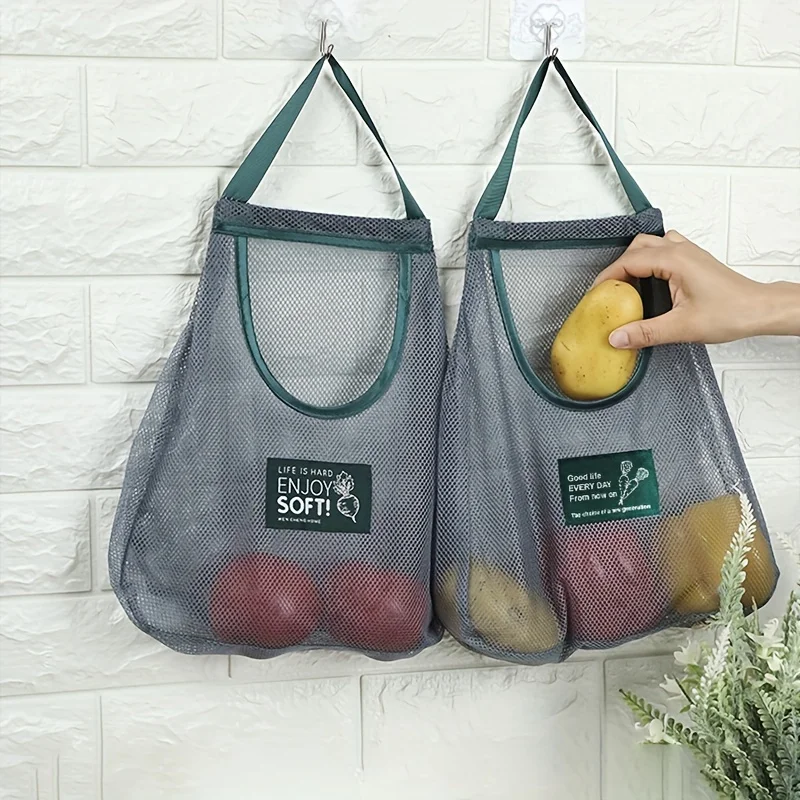 Durable & Strong Hanging Mesh Storage Bags - Perfect for Storing Garlic, Potatoes, and Onions! view 2