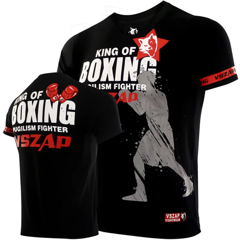 Men's Muay Thai Training Clothing Fashion Breathable Summer T Shirt For Men Casual O-neck Loose Tops Fitness Short Sleeve Tees image 5
