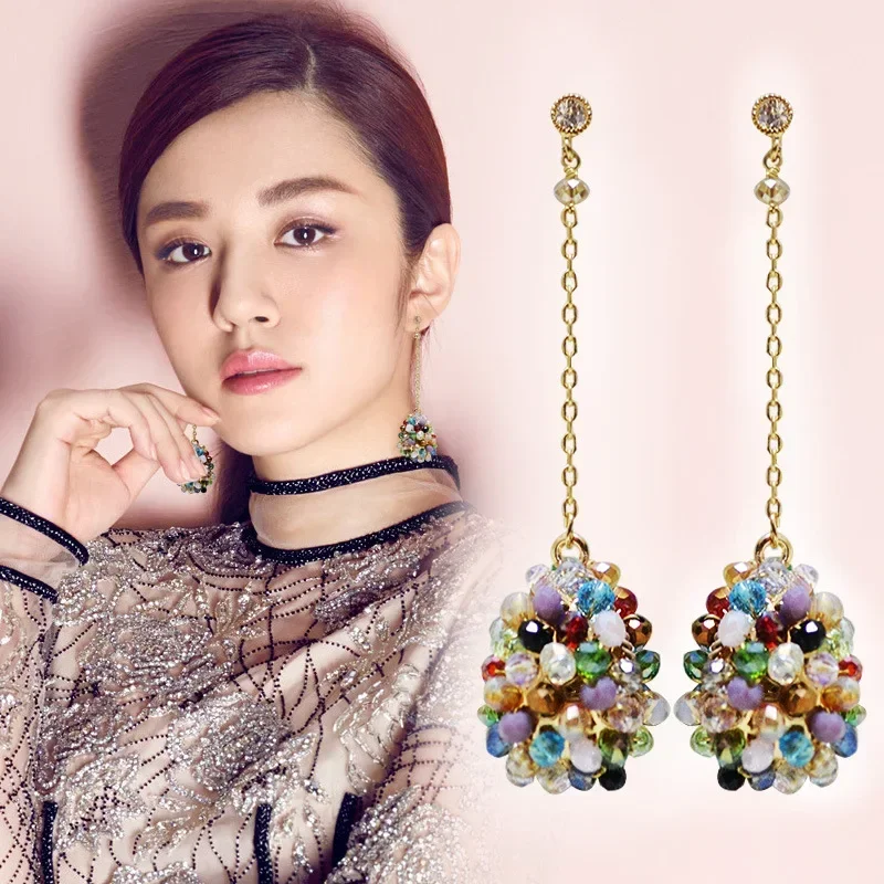 S925 Silver Ear Hook Long Ethnic Retro Tassel Earrings for Women Holiday Pineapple Earring Female