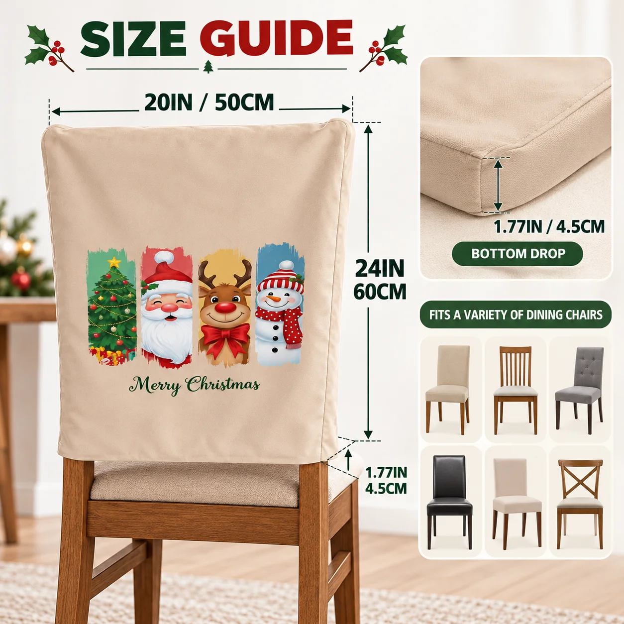 Custom Half Chair Covers Personalized Chair Back Covers 85g Peach Skin Fabric Printed Dining Protector Wedding Home 1/2/4/6pcs