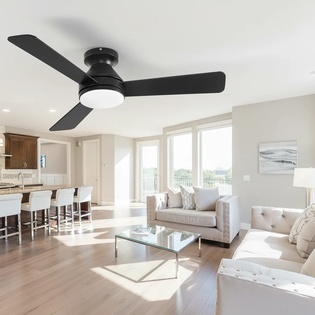 42-Inch Ceiling Fan LED Light Remote Control Adjustable Speed Quiet Operation Metal Construction Modern Design For Bedroom