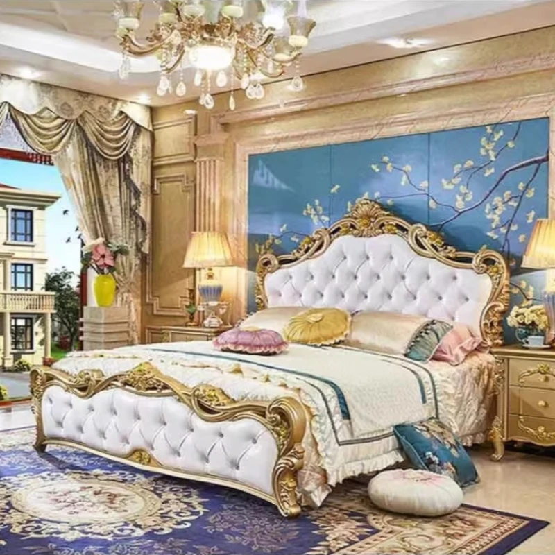 Gold Double Bed Bedrooms Sets Comforter Luxury Headboards Frames Bedroom Set Adult Luxury Storage Camas Y Muebles Home Furniture