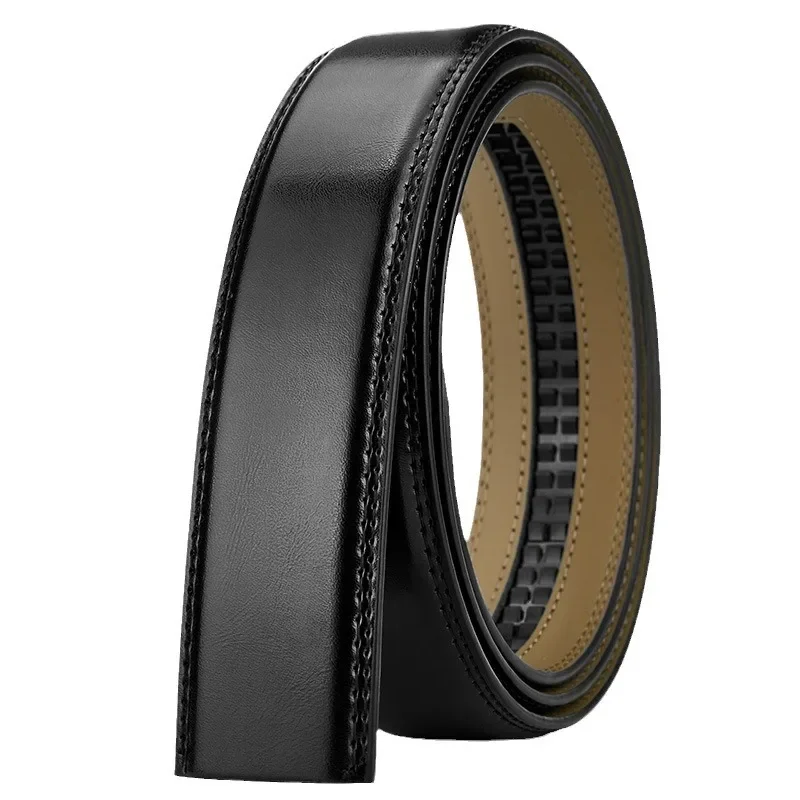 115 135 145 Men Genuine Leather Belts Without Buckle Belt 3.5cm Wide No Buckle Cowskin Belt Black Brown Cinturones Para Mujer