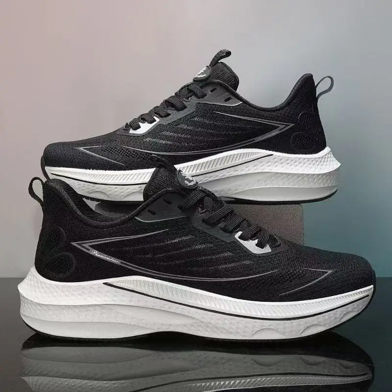 Breathable Mesh Running Shoes, Fluorescent Green Color-Block Soft Cushioned Shock-Absorbing Couples Sport Casual Sneakers