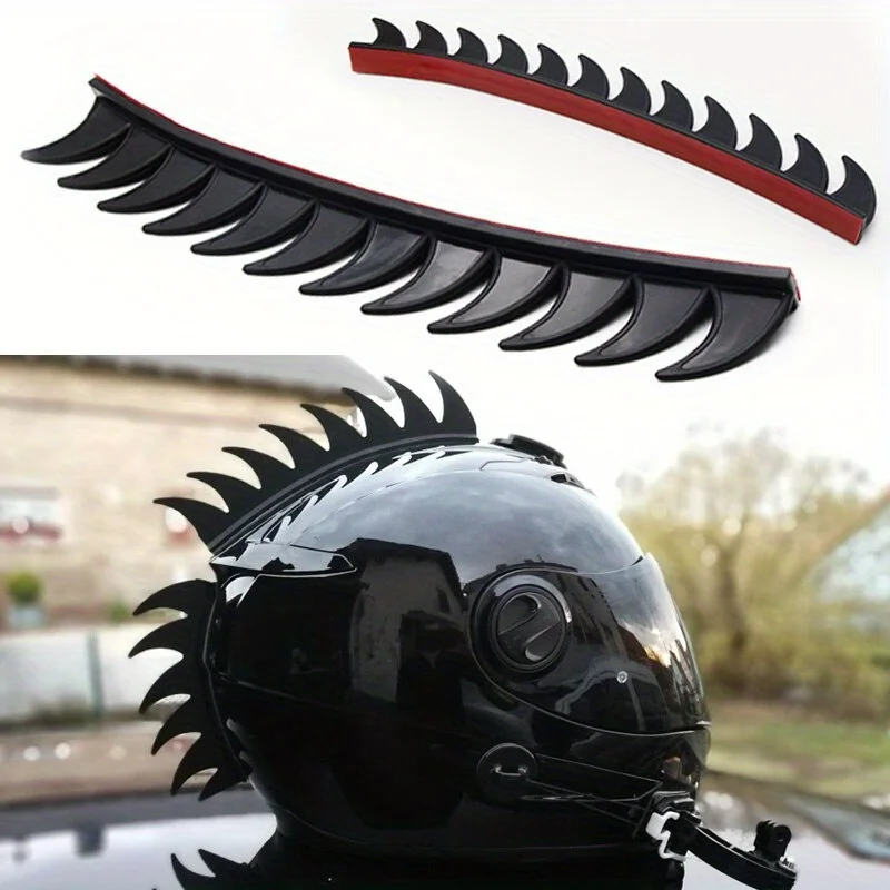 1Pc Rubber Dirt Biker Motocross Mohawk Biker Helmet Mohawks Spikes Motorcycle Helmet Mohawk Sticker（ 5 Color Reflective ）